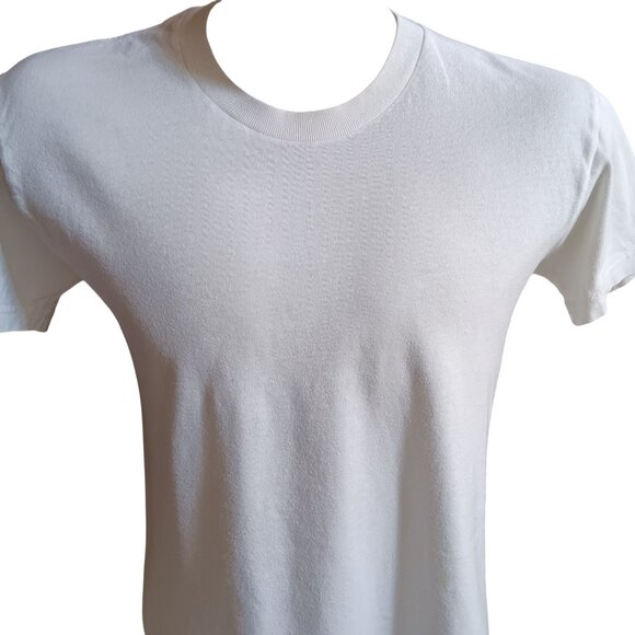 Vintage White T-Shirt Medium Barrington 100% Combed Cotton Crew Neck 1990's - Picture 1 of 7